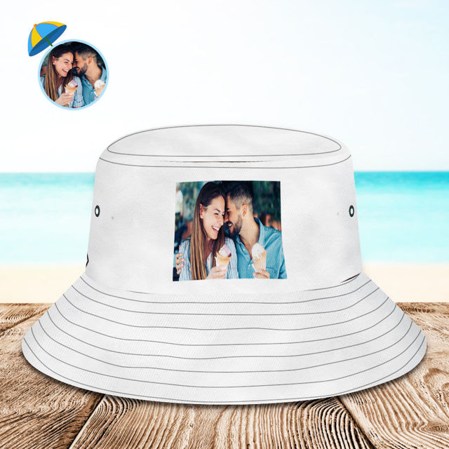 Picture of Custom Bucket Hat Personalized Face All Over Print Tropical Flower Print Hawaiian Fisherman Hat - Personalized Photo