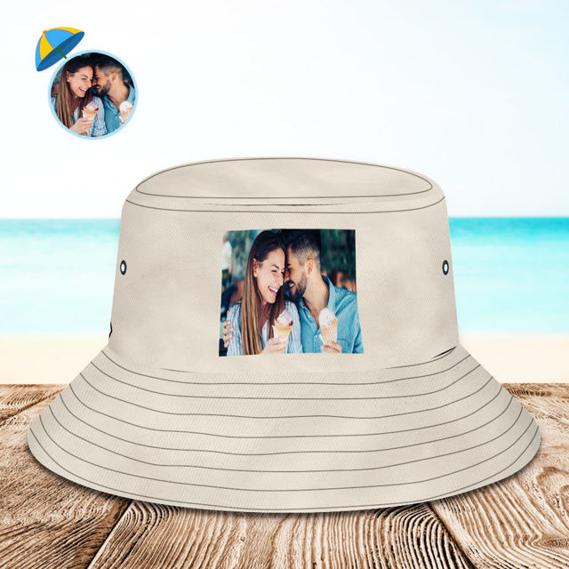 Picture of Custom Bucket Hat Personalized Face All Over Print Tropical Flower Print Hawaiian Fisherman Hat - Personalized Photo