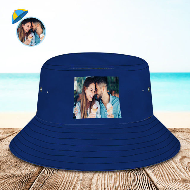 Picture of Custom Bucket Hat Personalized Face All Over Print Tropical Flower Print Hawaiian Fisherman Hat - Personalized Photo