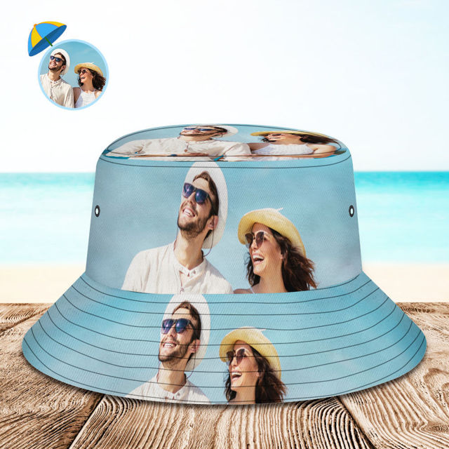 Picture of Custom Bucket Hat Unisex Photo Bucket Hat Personalize Summer Hats Gift for Family - Photo