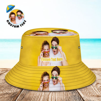 Bild von Custom Bucket Hat Unisex Photo Bucket Hat Personalize Summer Hats Gift for Family - Photo & Text