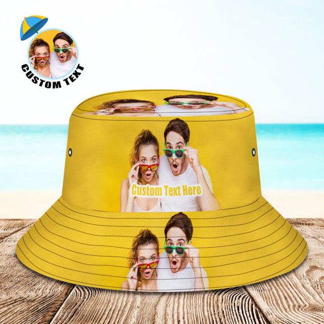 Picture of Custom Bucket Hat Unisex Photo Bucket Hat Personalize Summer Hats Gift for Family - Photo & Text