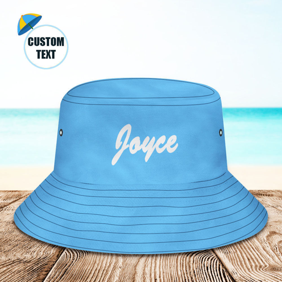 Imagen de Sombrero de cubo personalizado Sombrero de cubo con texto Personalizar Sombrero de verano al aire libre de ala ancha Sombreros Regalo para amante