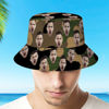Image de Chapeau seau personnalisé | Chapeau de pêcheur hawaïen à imprimé de fleurs tropicales avec visage personnalisé - Fleurs jaunes | Meilleure idée de cadeau pour un anniversaire, Thanksgiving, Noël, etc.