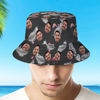 Image de Chapeau seau personnalisé | Chapeau de pêcheur hawaïen à imprimé de fleurs tropicales avec visage personnalisé - Fleurs jaunes | Meilleure idée de cadeau pour un anniversaire, Thanksgiving, Noël, etc.
