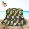 Afbeeldingen van Custom Bucket Hat | Personalized Face All Over Print Tropical Flower Print Hawaiian Fisherman Hat | Green Flower | Best Gifts Idea for Birthday, Thanksgiving, Christmas etc.