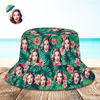 Image de Chapeau seau personnalisé | Chapeau de pêcheur hawaïen à imprimé de fleurs tropicales avec visage personnalisé - Fleurs jaunes | Meilleure idée de cadeau pour un anniversaire, Thanksgiving, Noël, etc.