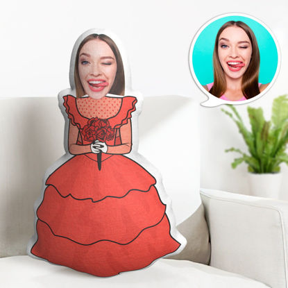 Picture of Custom  Face  Pillow Red Dress Woman With Your Face Unique Personalized