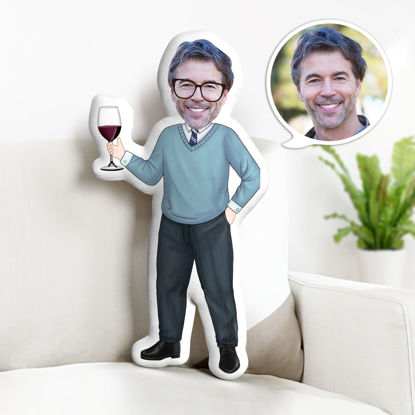 Bild von Custom  Face  Pillow Drinking Wine With Your Face Unique Personalized