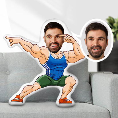Picture of Custom Face Pillow Exercising Man With Your Face Unique Personalized