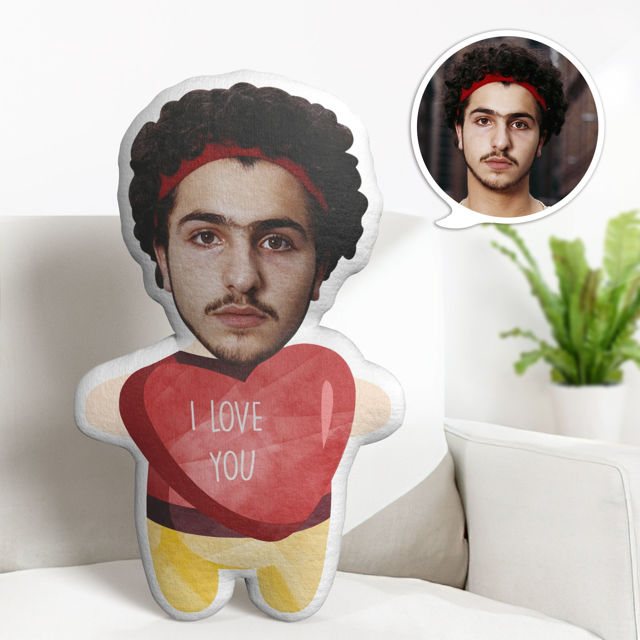 Picture of Custom Face Pillow Man With Heart With Your Face Unique Personalized