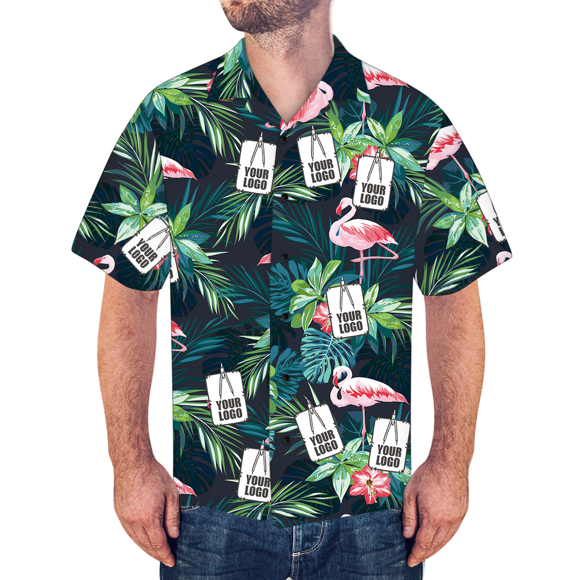 Imagen de Camisas con logotipo de empresa, camisa hawaiana para hombre Flor de flamenco