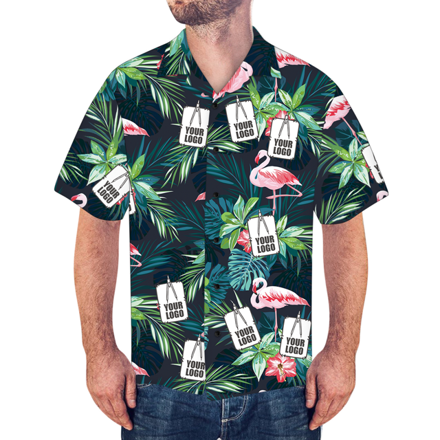 Picture of Business Logo Shirts, Men's Hawaiian Shirt Flamingo Flower