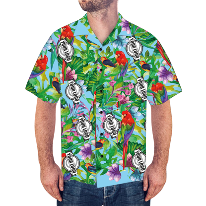Imagen de Camisas con logotipo de empresa, camisa hawaiana personalizada para hombre, loro colorido