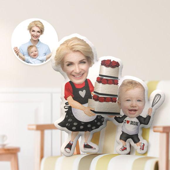Imagen de Cojín personalizado con cara de bebé y mamá - El mejor regalo