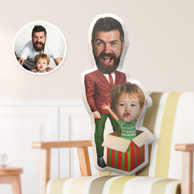 Picture of Custom Face Father & Son Throw Pillow - Father's Day Gift