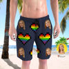 Picture of Custom Photo Face Men's Beach Pants - Personalized Face with Hearts - Multi Faces Quick Dry Swim Trunk - for Father's Day Gift or Boyfriend etc.