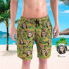 Picture of Custom Photo Beach Short for Men - Personalized Face Photo with Yellow Leaves  - Customized Quick Dry Swimming Trunk as Best Gift for Father or Boyfriend etc