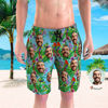 Picture of Custom Photo Beach Short for Men - Personalized Face Photo with Colorful Flower - Customized Quick Dry Swimming Trunk as Best Gift for Father or Boyfriend etc