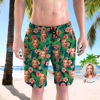 Afbeeldingen van Custom Photo Face Men's Beach Pants - Personalized Face Copy with Red Flower - Men's Quick Dry Swim Trunk, for Father's Day Gift or Boyfriend