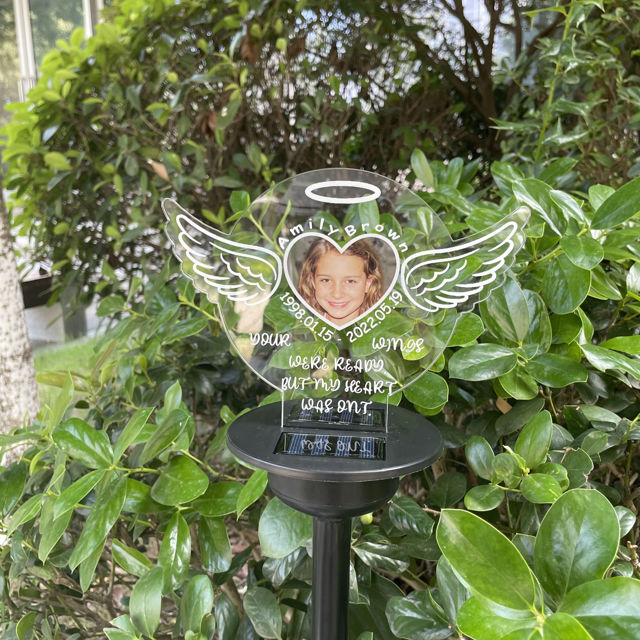 Picture of Personalized Solar Night Light - Angel Wings - Garden Solar Light for Memorial