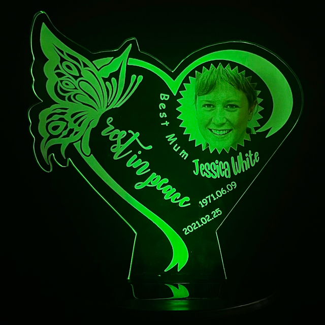 Picture of Personalized Solar Night Light - Butterfly Heart - Garden Solar Light for Memorial