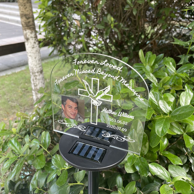 Picture of Personalized Solar Night Light - Cross - Garden Solar Light for Memorial