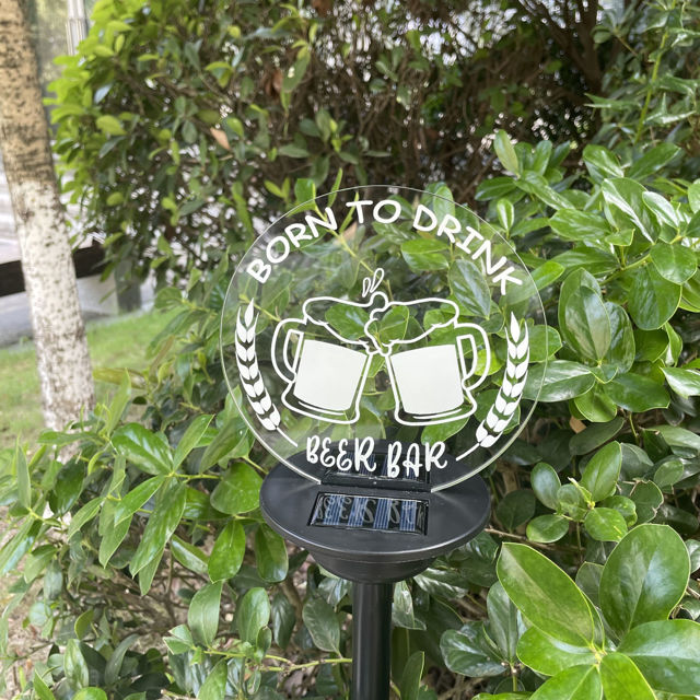 Picture of Personalized Solar Night Light - Beer - Garden Solar Light for Memorial