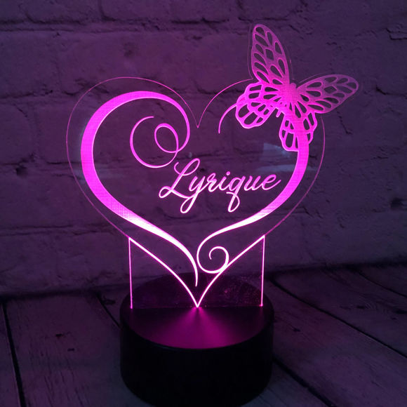 Image de Custom Name Night Light With Colorful LED Lighting | Multicolor Love Butterfly Night Light With Personalized Name | Best Gifts Idea for Birthday, Thanksgiving, Christmas etc.