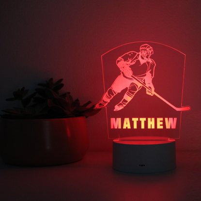 Image de Custom Name Night Light With Colorful LED Lighting | Multicolor Ice Hockey Player Night Light With Personalized Name  | Best Gifts Idea for Birthday, Thanksgiving, Christmas etc.
