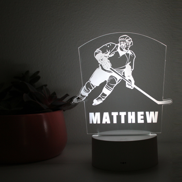 Afbeeldingen van Custom Name Night Light With Colorful LED Lighting | Multicolor Ice Hockey Player Night Light With Personalized Name  | Best Gifts Idea for Birthday, Thanksgiving, Christmas etc.