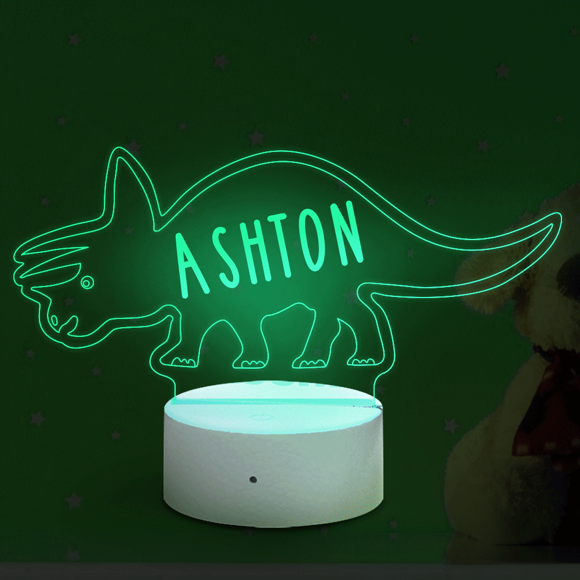Image de Custom Name Night Light With Colorful LED Lighting | Multicolor Triceratops Night Light With Personalized Name  | Best Gifts Idea for Birthday, Thanksgiving, Christmas etc.