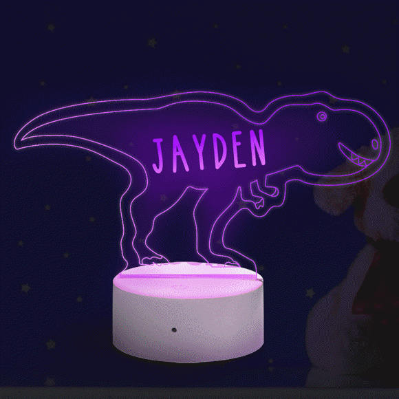 Image de Custom Name Night Light With Colorful LED Lighting | Multicolor Tyrannosaurus Rex Night Light With Personalized Name  | Best Gifts Idea for Birthday, Thanksgiving, Christmas etc.