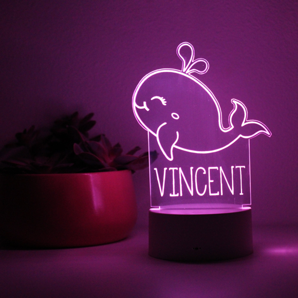 Afbeeldingen van Custom Name Night Light With Colorful LED Lighting | Multicolor Whale Night Light With Personalized Name  | Best Gifts Idea for Birthday, Thanksgiving, Christmas etc.