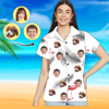 Afbeeldingen van Custom Photo Face Hawaiian Shirt - Custom Photo Short Sleeve Button Down Hawaiian Shirt - Best Gifts for Women - White Flamingo T-Shirts as Holiday Gift