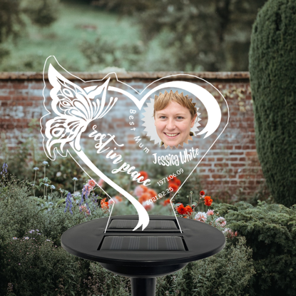 Afbeeldingen van Personalized Solar Night Light | Butterfly Heart | Customized Garden Solar Light for Memorial