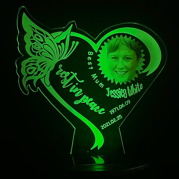 Image de Personalized Solar Night Light | Butterfly Heart | Customized Garden Solar Light for Memorial
