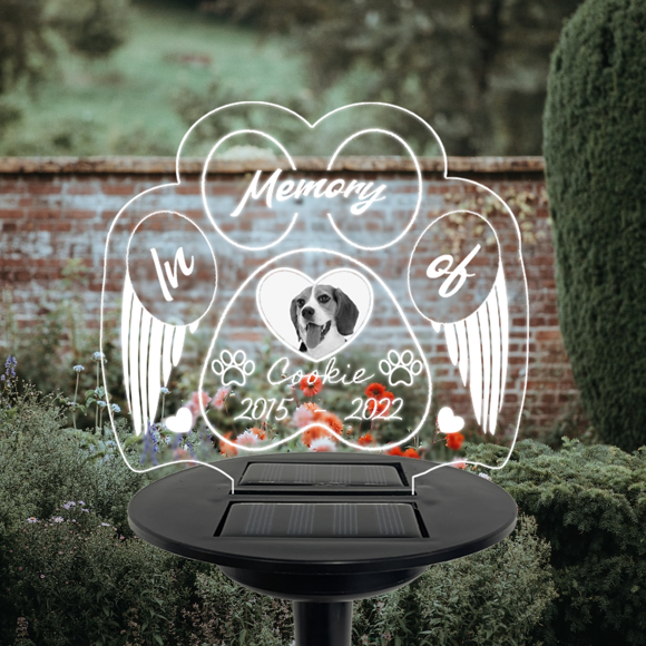 Image de Lumière de nuit solaire personnalisée | Animal de compagnie | Lampe solaire de jardin personnalisée pour mémorial