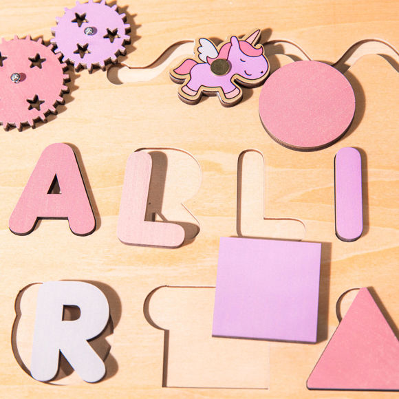 Afbeeldingen van Gepersonaliseerde houten puzzel naambord - aangepast speelgoedcadeau voor baby en kinderen - aangepaste naampuzzel voor peuters - 1e verjaardag beste cadeau voor baby