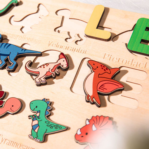 Image de Tableau de noms de puzzle en bois personnalisé - Cadeau personnalisé pour bébé et enfants - Puzzle de nom personnalisé pour les tout-petits - 1er cadeau d'anniversaire pour bébé