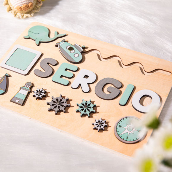 Imagen de Tablero de nombre de rompecabezas de madera personalizado-regalo personalizado para bebés y niños-rompecabezas de nombre personalizado-regalo de 1er cumpleaños para bebé encantador