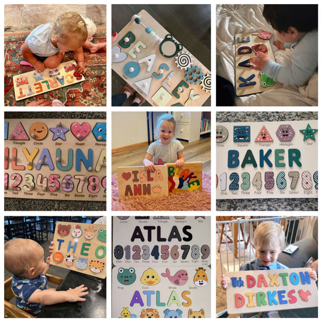 Picture of Personalized Wooden Puzzle Name Board - Custom Gift for Baby and Kids - Custom Name Puzzle - 1st Birthday Toy for Lovely Baby