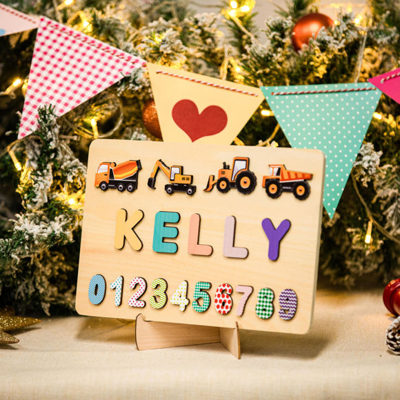 Image de Puzzle en bois personnalisé - Cadeau de jouet personnalisé pour bébé et enfants - Puzzle de nom personnalisé - 1er cadeau d'anniversaire pour bébé fille