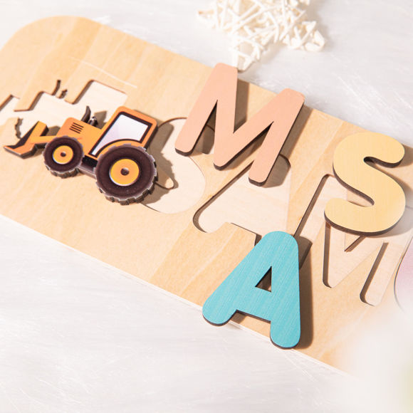 Image de Tableau de noms de puzzle en bois personnalisé - Cadeau personnalisé pour bébé et enfants - Puzzle de nom personnalisé - Jouet de 1er anniversaire pour fille