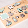 Image de Tableau de noms de puzzle en bois personnalisé - Cadeau personnalisé pour bébé et enfants - Puzzle de nom personnalisé - Jouet de 1er anniversaire pour fils