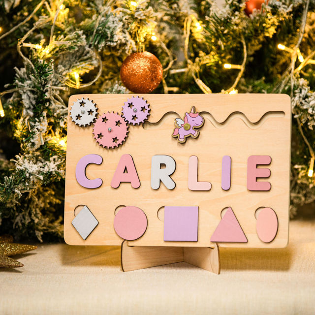 Picture of Personalized Wooden Puzzle Name Board - Custom Toy Gift for Baby - Custom Name Puzzle for Toddlers - 1st Birthday Gift for Baby Boy