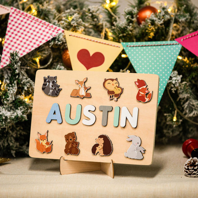 Picture of Personalized Wooden Puzzle Name Board - Custom Toy Gift for Baby and Kids- 1st Birthday Gift for Cute Baby Girl