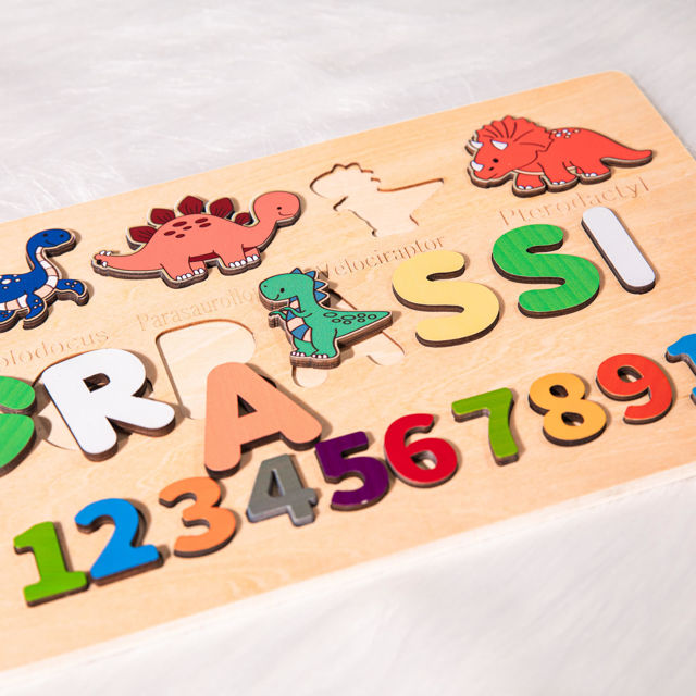 Picture of Personalized Wooden Puzzle Name Board - Custom Toy Gift for Baby and Kids- 1st Birthday Gift for Cute Baby Boy
