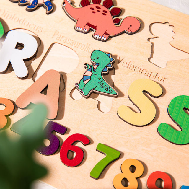 Picture of Personalized Wooden Puzzle Name Board - Custom Toy Gift for Baby and Kids- 1st Birthday Gift for Cute Baby Boy