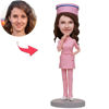 Afbeeldingen van Aangepaste Bobbleheads: vrouwelijke verpleegster in roze uniform | Gepersonaliseerde Bobbleheads voor de speciale persoon als een uniek cadeau-idee｜Beste cadeau-idee voor verjaardag, Thanksgiving, Kerstmis etc.
